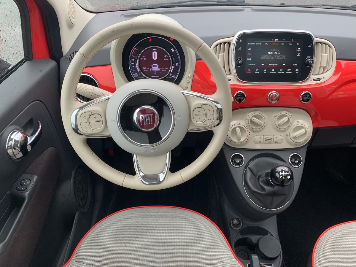 Fiat 500 85 ch | LOUNGE | Uconnect Radio 5" NAV LIVE | Radar de stationnement AR | Toit panoramique