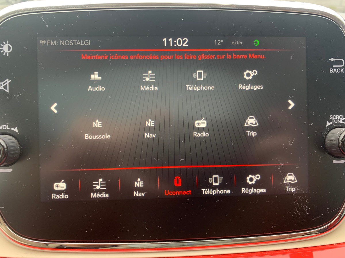 Fiat 500 85 ch | LOUNGE | Uconnect Radio 5" NAV LIVE | Radar de stationnement AR | Toit panoramique