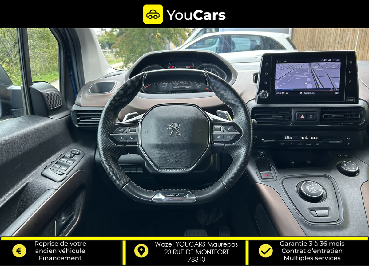 Peugeot Rifter GT LINE 7 PLACES 1.2 EAT8 130 cv BOITE AUTO - ENTRETIEN PSA - CAMERA DE RECUL
