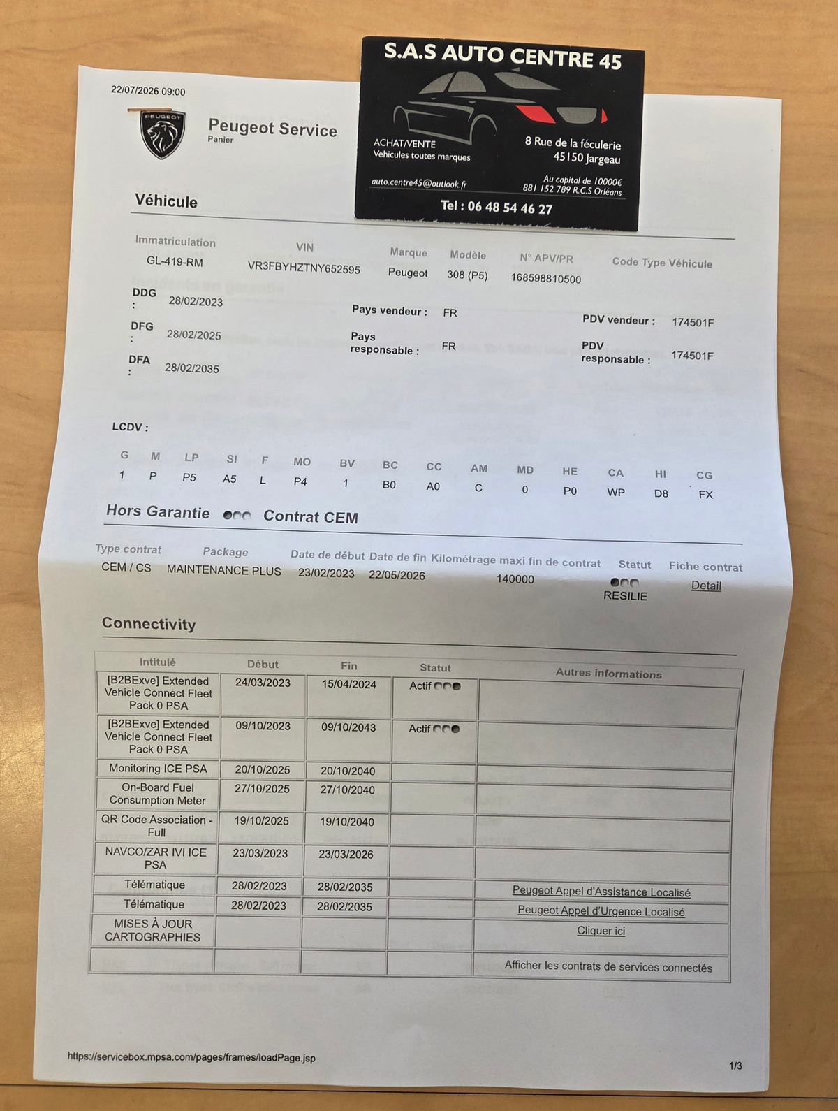 Peugeot 308 1.5 bhdi 130 CV EAT8  ACTIVE PACK / 1* MAIN / TVA RECUPERABLE 11241.67 HT
