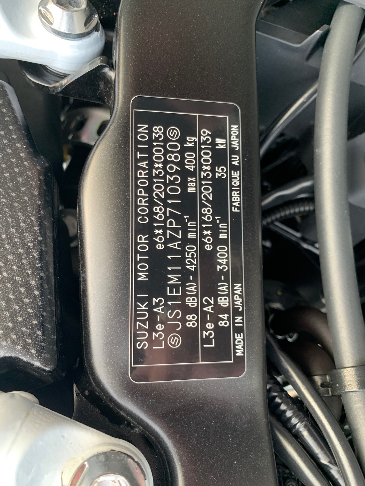 Suzuki GSX800 Dernière révision constructeur à 1131 kms en 03/2025