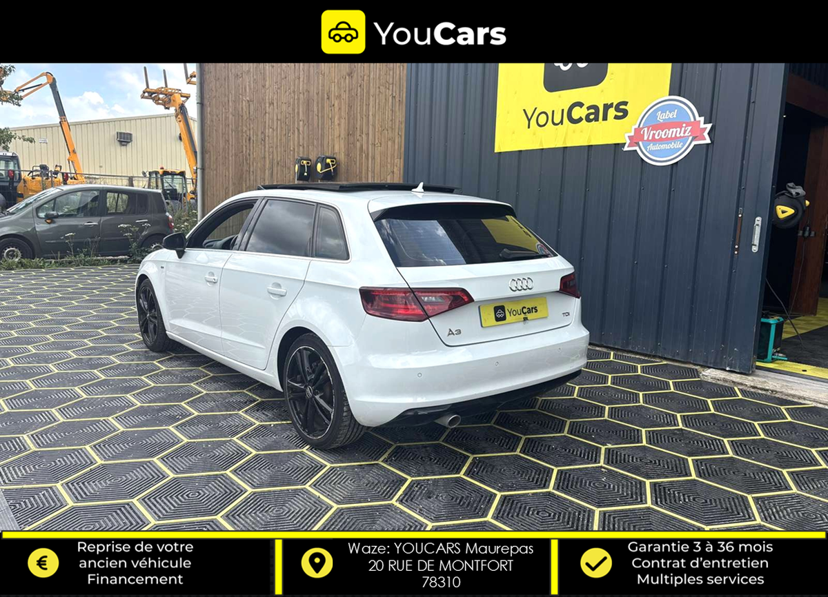 Audi A3 S-LINE Sportback 1.6 TDi S&S 110 cv TOIT OUVRANT ENTRETIEN A JOUR RADAR DE RECUL