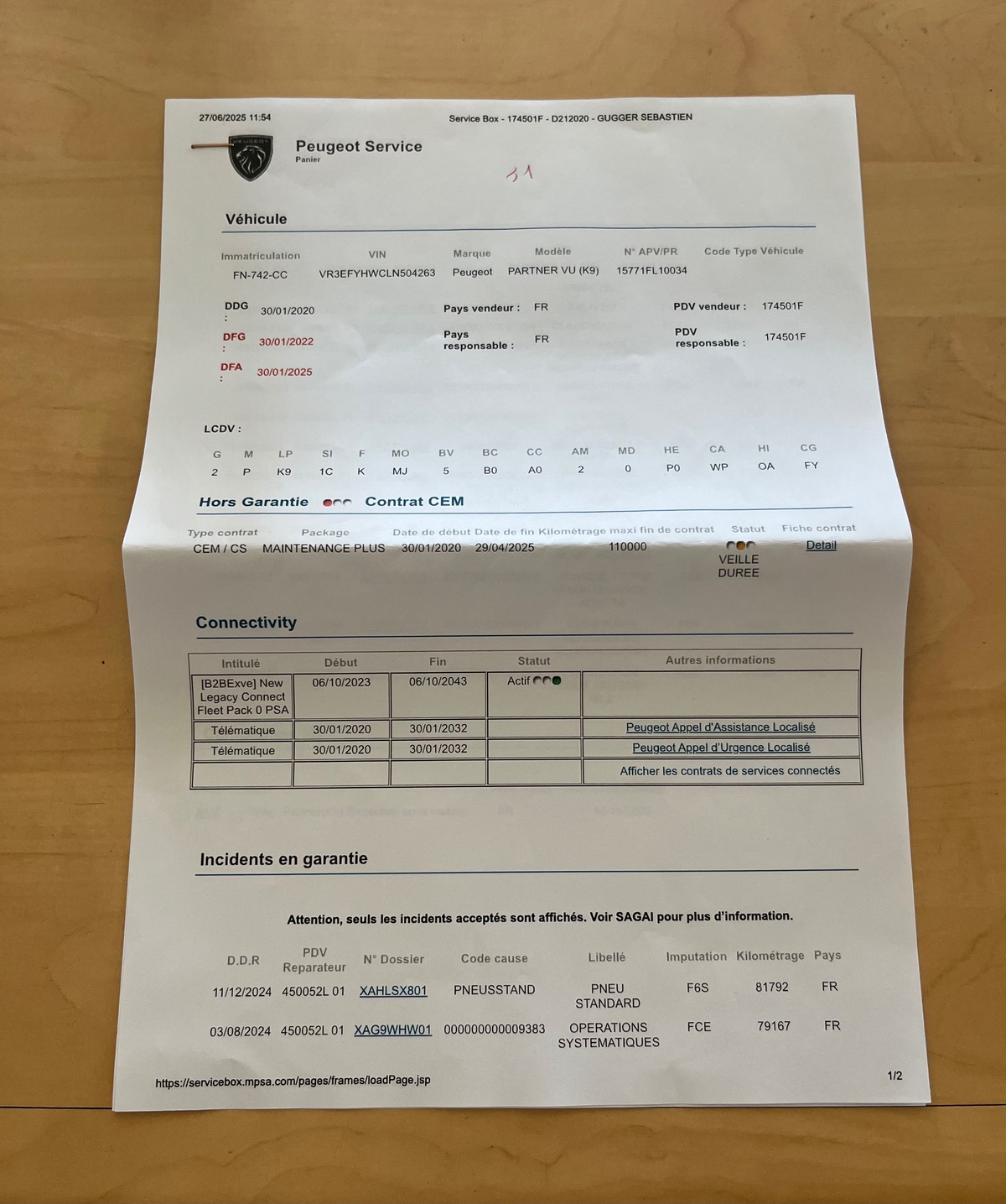 Peugeot Partner 1.5 HDI 76 CV / 1ERE MAIN / TVA RECUPERABLE
