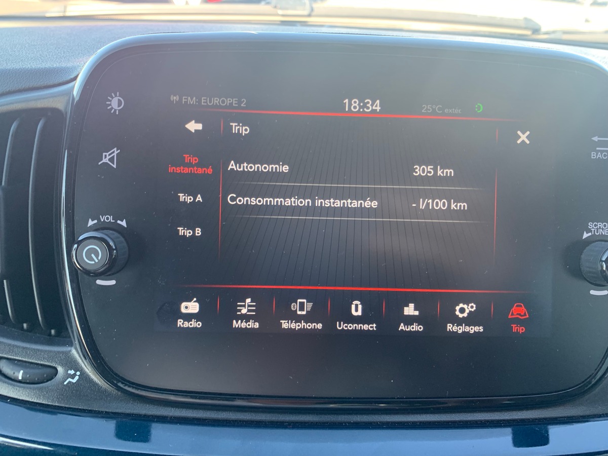 Fiat 500 70 chevaux | Lounge | Régulateur de vitesse | Uconnect | Radar de stationnement arrière