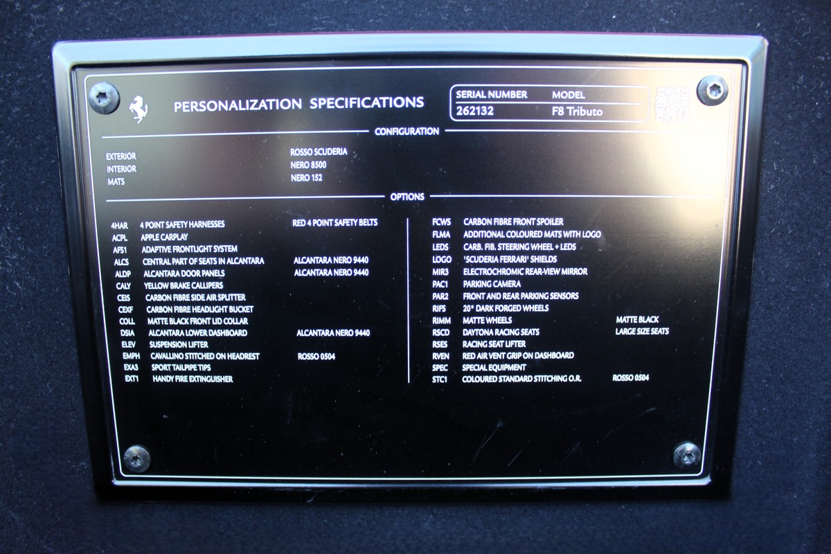 Ferrari F8 Tributo COUPE 3.9 DCT V8 BiTurbo 720 ch 1ère MAIN  ROSSO SCUDERIA - ORIGINE FRANCE